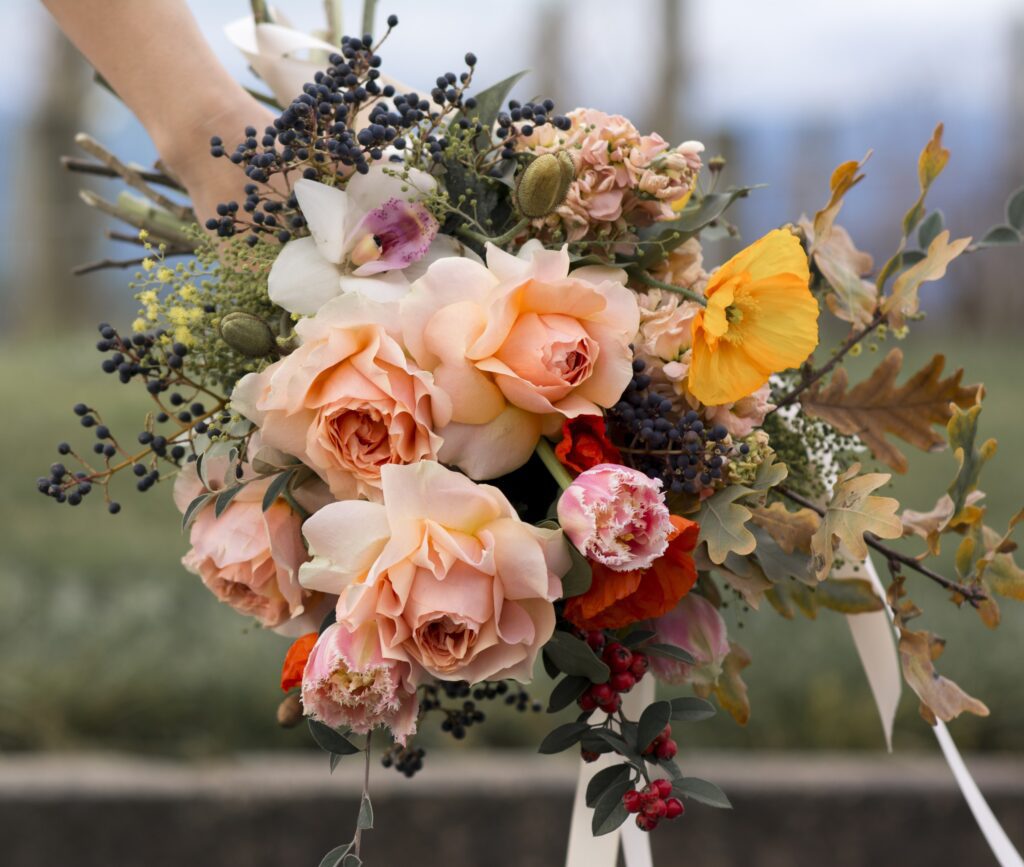 Seasonal bloom bouquet with fresh locally sourced flowers arranged by a professional florist